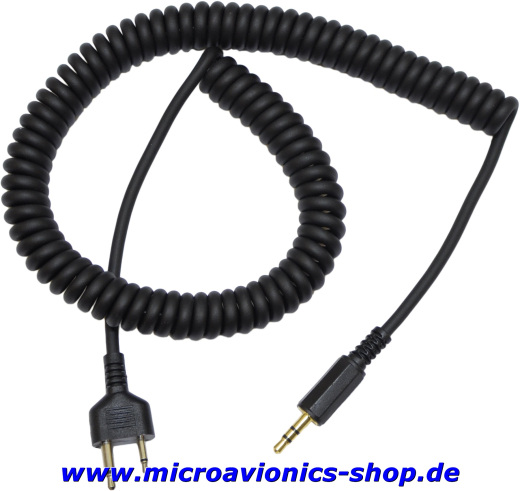Zweitfunk-Kabel mit Doppelklinke (Spiralkabel)